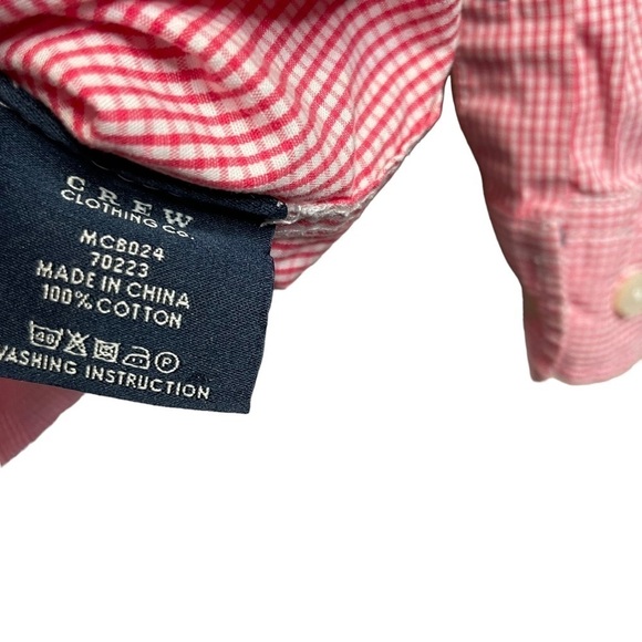 Crew Clothing Co Shirt Sz L Mens Oxford Slim Fit Plaid Red Pink Button Long Slv - Picture 4 of 5